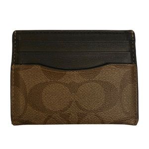 COACH leather card holder in Signature Canvas